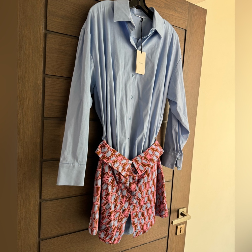 Alexis Light Blue Dress Shirt with Patterned Skirt - Picture 9 of 14